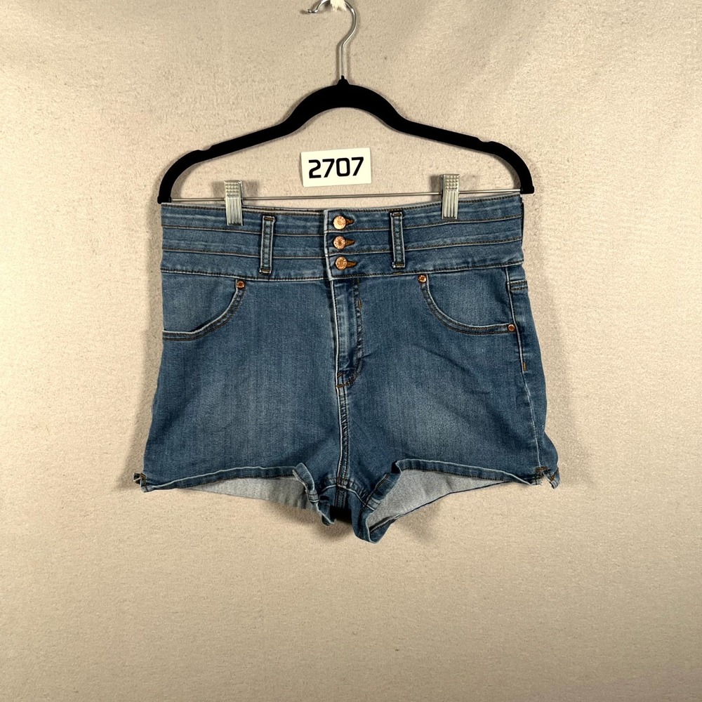 Guess Los Angeles Shorts Womens 31 Blue Denim Medium Wash Button Fly Outdoor